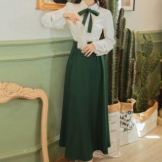 Set: Shirt + Midi A-line Skirt
