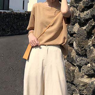 Buttoned Back Short Sleeve T-shirt