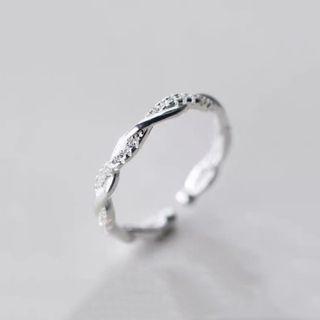 Twisted Rhinestone Sterling Silver Open Ring Silver - One Size