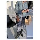 Buttoned Denim Jacket / Plaid Sweatpants