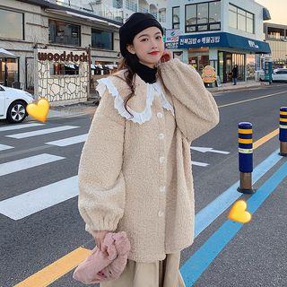 Single Breasted Fleece Jacket Khaki - One Size