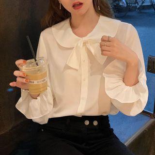 Flared-cuff Puff-sleeve Blouse