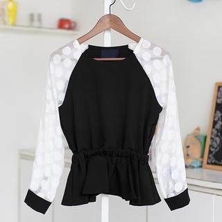 Sheer Long-sleeve Peplum Top