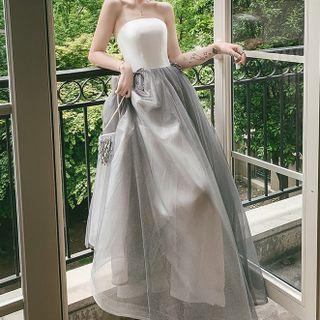 Mesh A-line Tube Gown