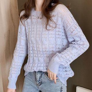 Pointelle Knit Top Blue - One Size