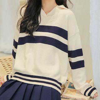 Collared Striped Sweater