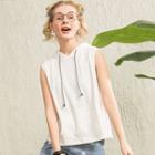 Drawstring Hooded Sleeveless Top