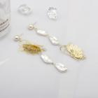 Butterfly & Faux Pearl Drop Earring 1 Pair - White & Gold - One Size