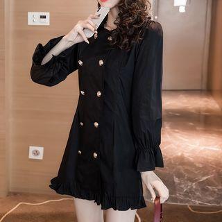 Long-sleeve Double-breasted Mini Dress