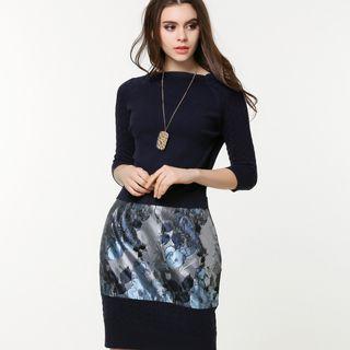 Long Sleeve Panel Knit Dress