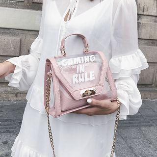 Lettering Transparent Chain Strap Shoulder Bag