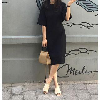 Open Back Elbow Sleeve T-shirt Dress