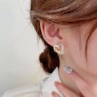 Heart Glaze Rhinestone Alloy Earring 1 Pair - Gold & White - One Size