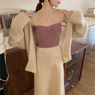 Long-sleeve Cardigan / Knit Tube Top
