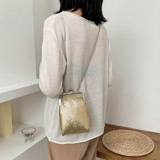 Sequined Chain Strap Mini Crossbody Clasp Bag
