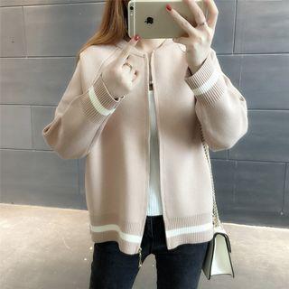 Contrast Trim Knit Baseball Jacket