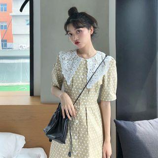 Dot Lace Collar Short-sleeve Dress