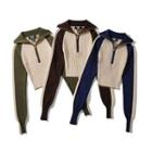 Turtleneck Half-zip Two-tone Sweater