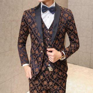 Set: Patterned Blazer + Vest + Pants