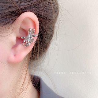 Flower Alloy Cuff Earring G2837 - 1 Pc - Silver - One Size