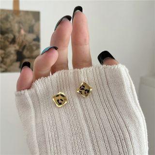Leopard Print Square Alloy Earring