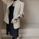 Bow Single-breasted Blazer / Choker-neck Slit Midi A-line Dress