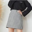 Checkered A-line Skirt