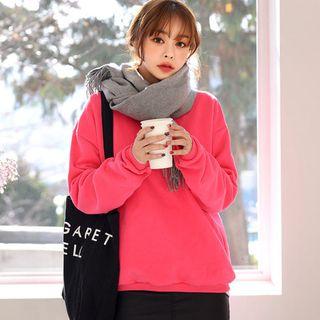 Drop-shoulder Colored Fleece-lined Sweatshirt