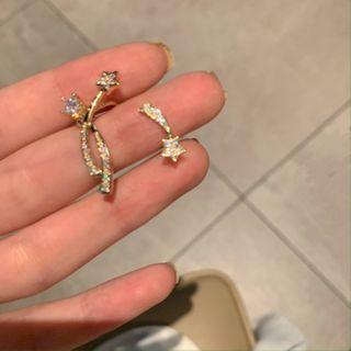 Star Rhinestone Asymmetrical Earring 1 Pair - Silver - One Size