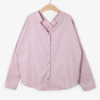 V-neck Blouse Pink - One Size