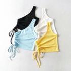 One-shoulder Drawstring Cropped Camisole Top