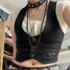 Plain U Neck Button-up Vest