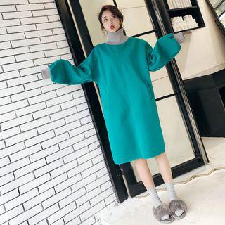 Mock Neck Pullover Midi Dress