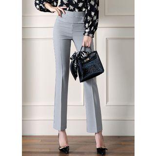 Tab-detail Houndstooth Boot-cut Dress Pants