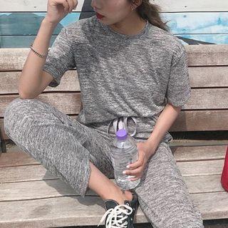 Set: Short Sleeve Tee + Wide Leg Pants