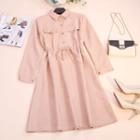Long-sleeve Corduroy A-line Cargo Dress