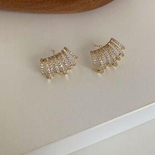 Rhinestone Layered Earring 1 Pair - Gold - One Size