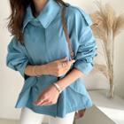 Double-breasted Trench Jacket Sky Blue - One Size