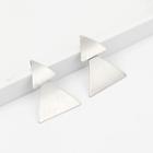 Brushed Metal Triangle Dangle Earring 1 Pair - Silver - One Size