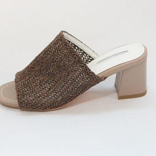 Faux-leather Open-toe Mules