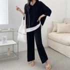 Set: V-neck Layered-hem T-shirt + Pants