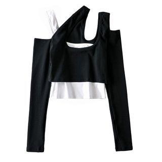 Set: Long-sleeve Cold-shoulder Top + Tank Top