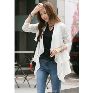 Open-front Shirred Cardigan