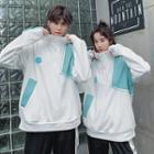 Couple Matching Color-panel Half-zip Sweatshirt