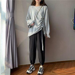 Drawstring Long-sleeve T-shirt / Harem Pants