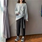 Drawstring Long-sleeve T-shirt / Harem Pants