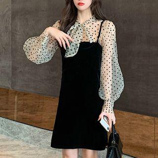 Set: Dotted Top + Spaghetti Strap Dress
