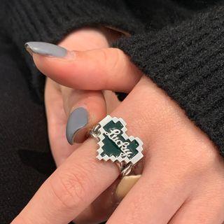 Heart Lettering Alloy Open Ring J2627 - Silver - One Size