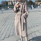 Double-breasted Tie-front Long Coat