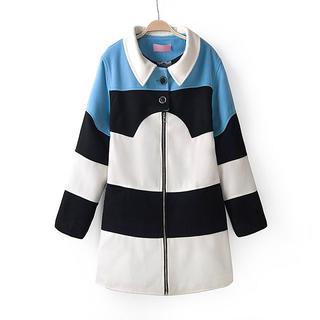 Color-block Zip Coat